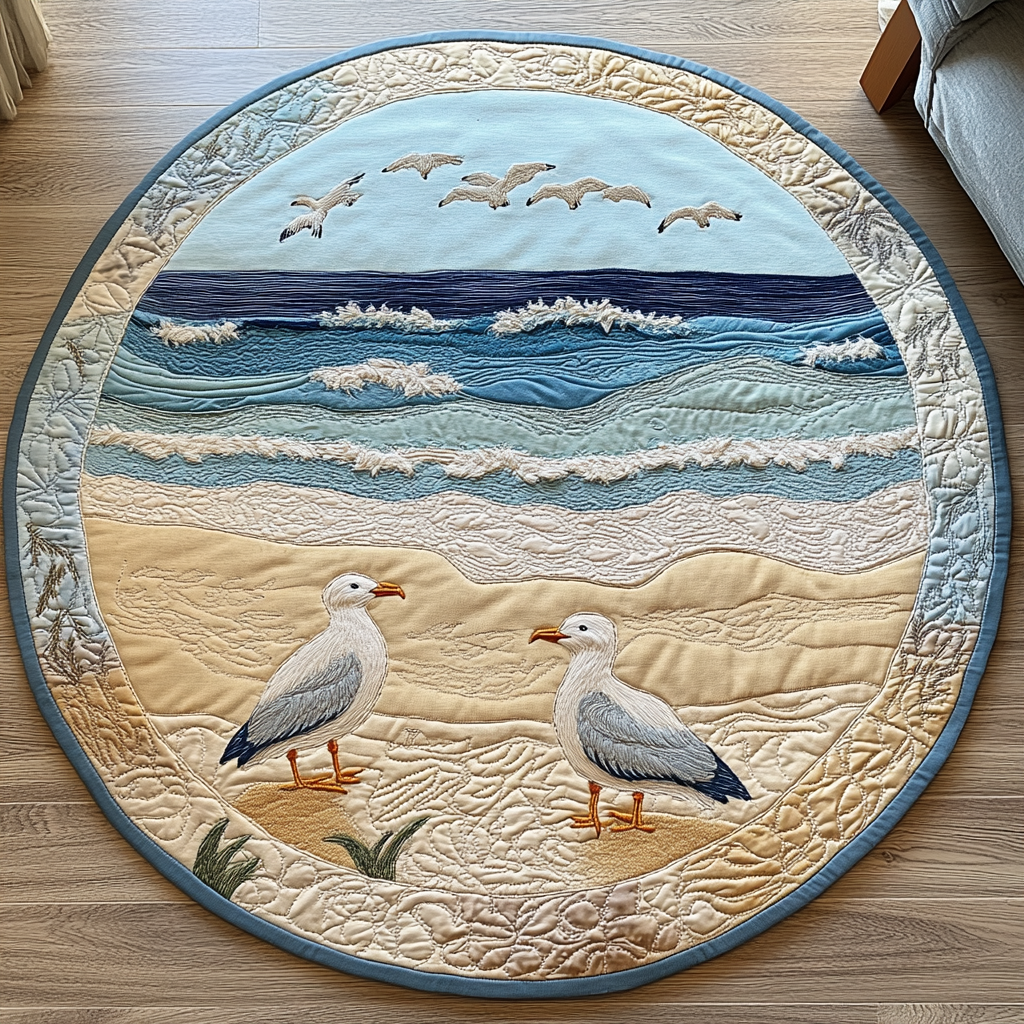 Ocean Glide Quilted Round Mat Entrance Way Ideas Unique Gifts For Ocean Lovers