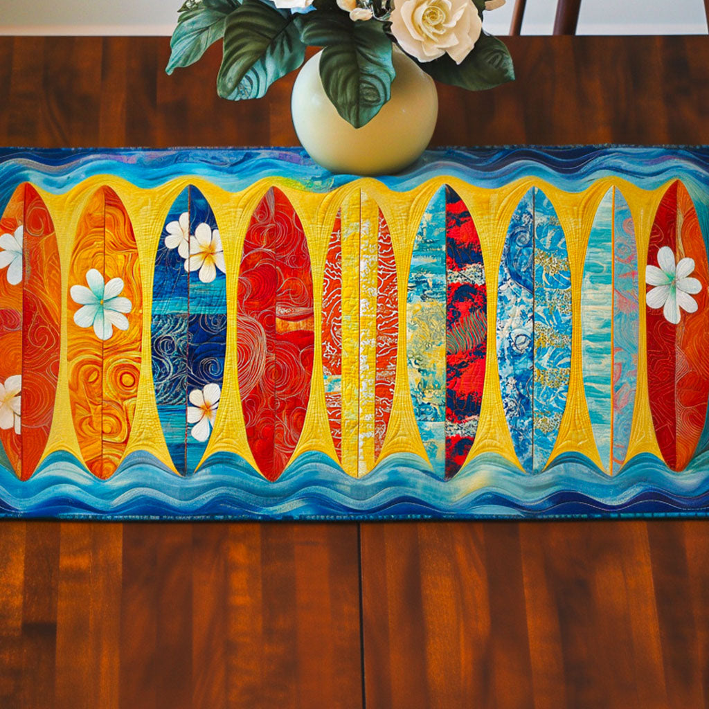Ocean Glide Quilted Table Runner Beach Table Runner Best Gifts For Surfers