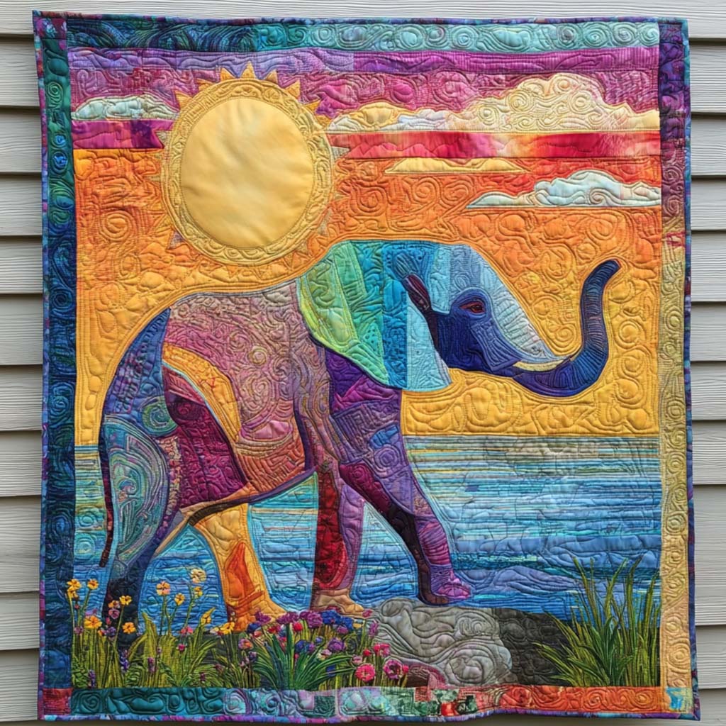 Ocean Glow Quilted Blanket Best Throw Blanket Great Gift Idea For Elephant Lovers