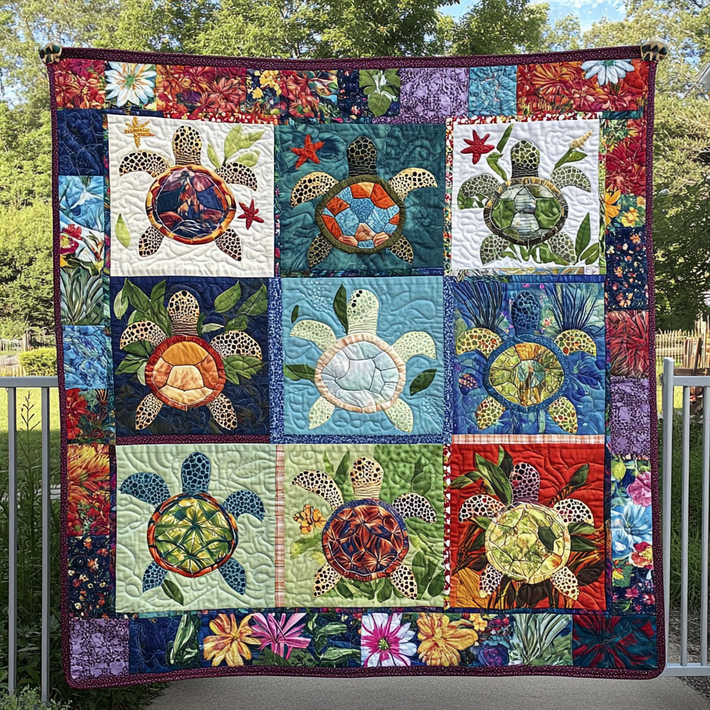 Ocean Glow Quilted Blanket Best Throw Blanket Turtle Gifts For Christmas Holiday