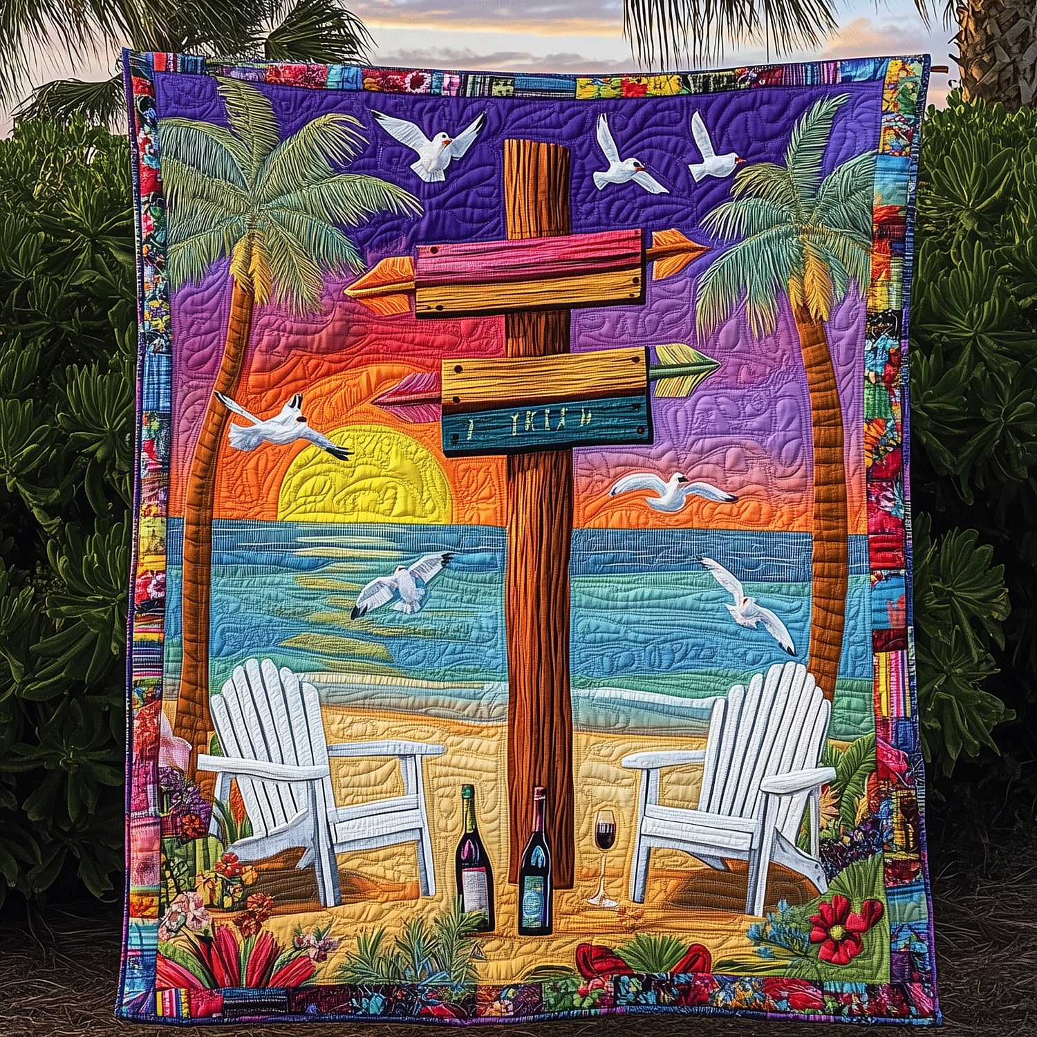 Ocean Golden Hour Quilted Blanket Sofa Couch Throw Blanket Themed Gifts For Sea Lovers