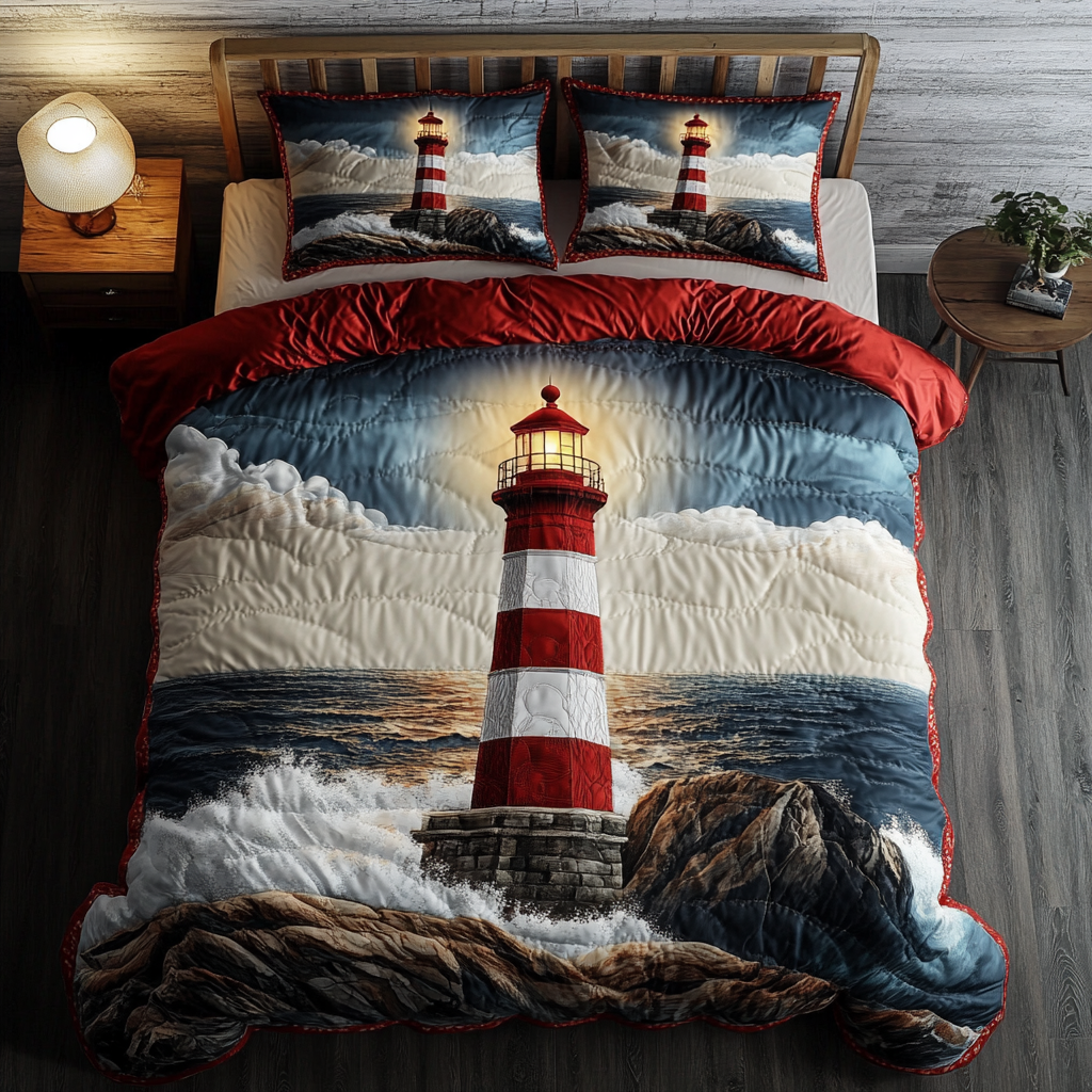 Ocean Guardian Quilted Bedding Set Luxury Duvet Cover Set for Elegant Bedroom Decor