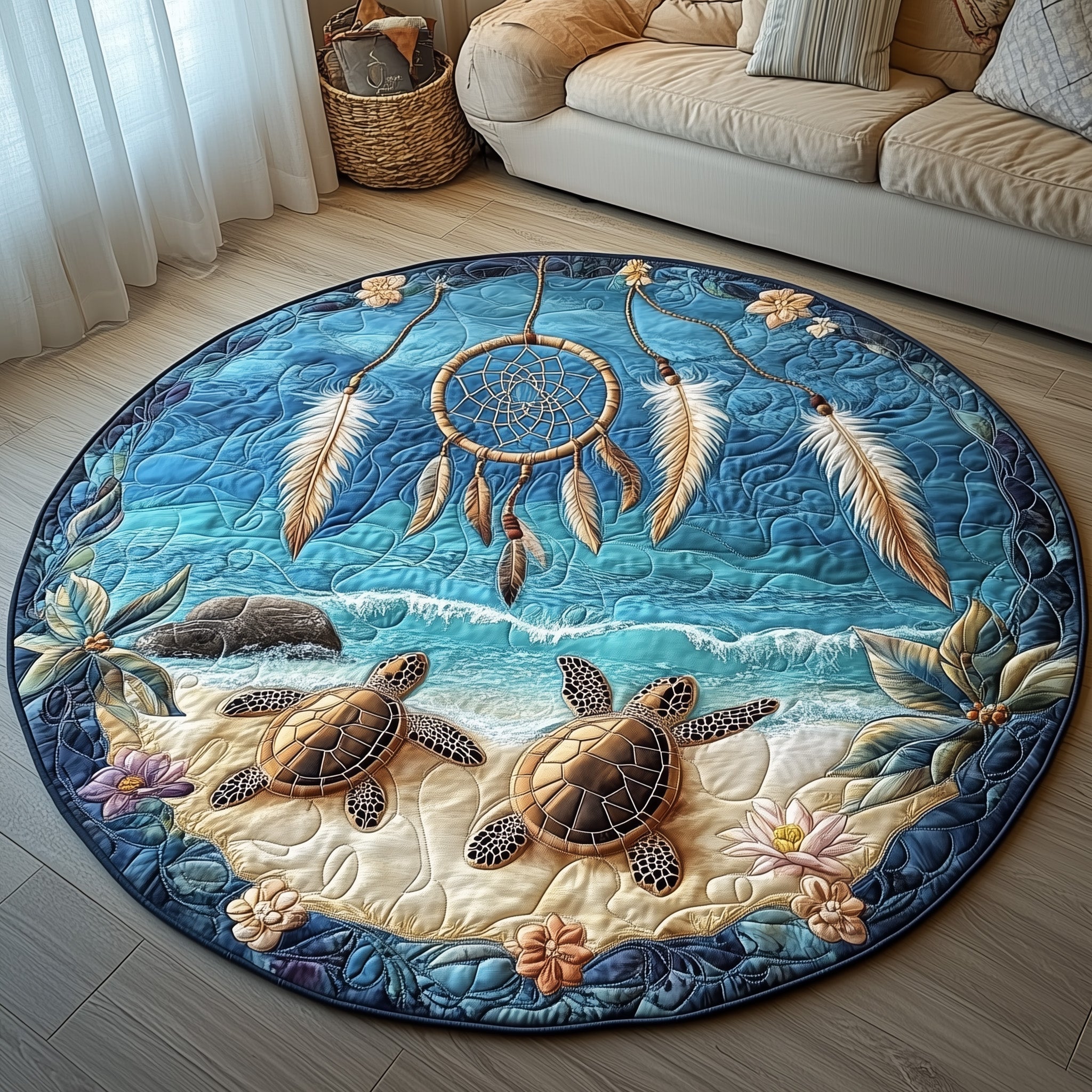 Ocean Guardian Quilted Round Mat Beautiful Quilted Round Mat Gift for Loved Ones