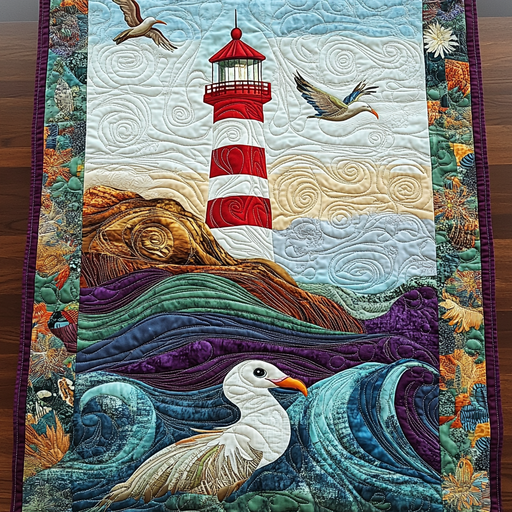 Ocean Guide Quilted Table Runner Dining Room Decor Ideas Lighthouse Gifts For Women