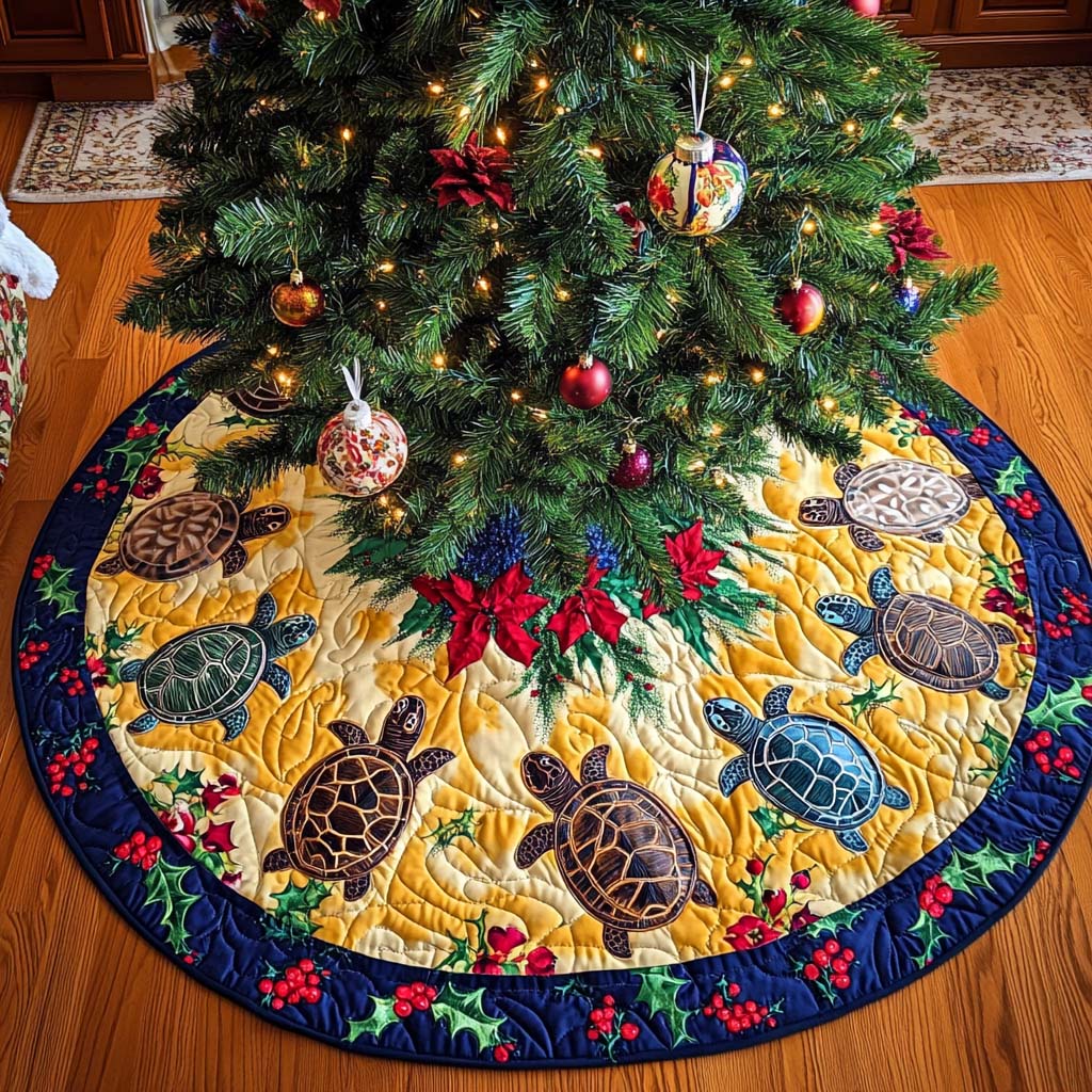 Ocean Harmony Christmas Quilted Tree Skirt Christmas Tree Skirt Mini Xmas Gift For My Daughter