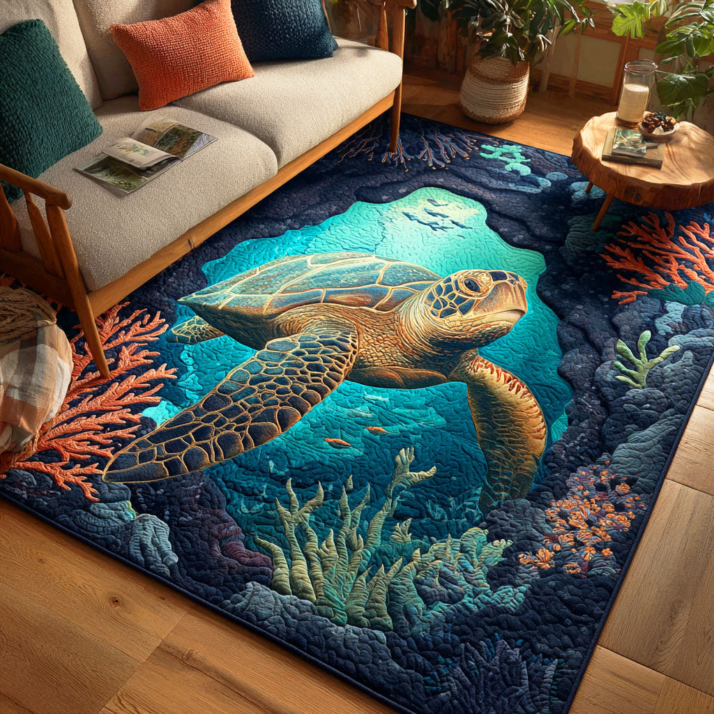 Ocean Heart Turtle Area Rug Front Door Decor Gifts For Sea Lovers