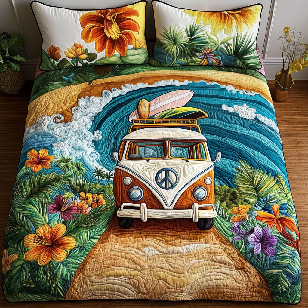 Ocean Horizon Escape Quilted Bedding Set Unique Bed Sheet Set Christmas Gifts For Hippie Mom