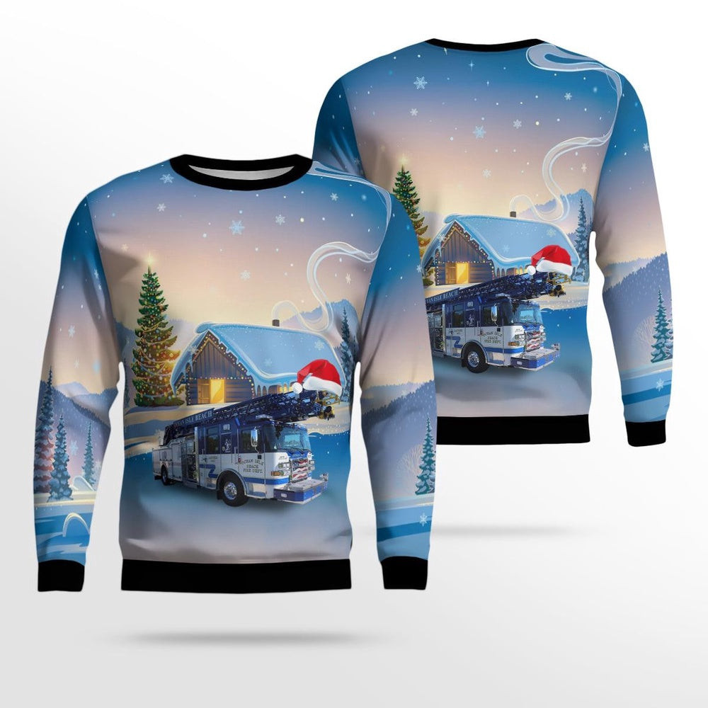 Ocean Isle Beach North Carolina Ocean Isle Beach Fire Department Christmas Ugly Sweater Christmas Unisex Sweaters Gift For Christmas
