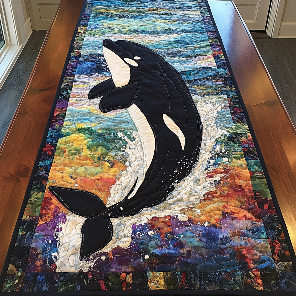 Ocean King Quilted Table Runner Ocean Table Runner Gift For Whale Lover