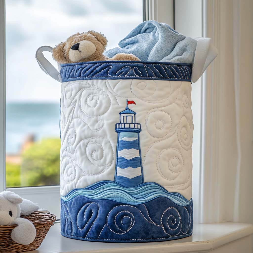 Ocean Light Keeper Quilted Laundry Basket Merch For Home And Bedroom
