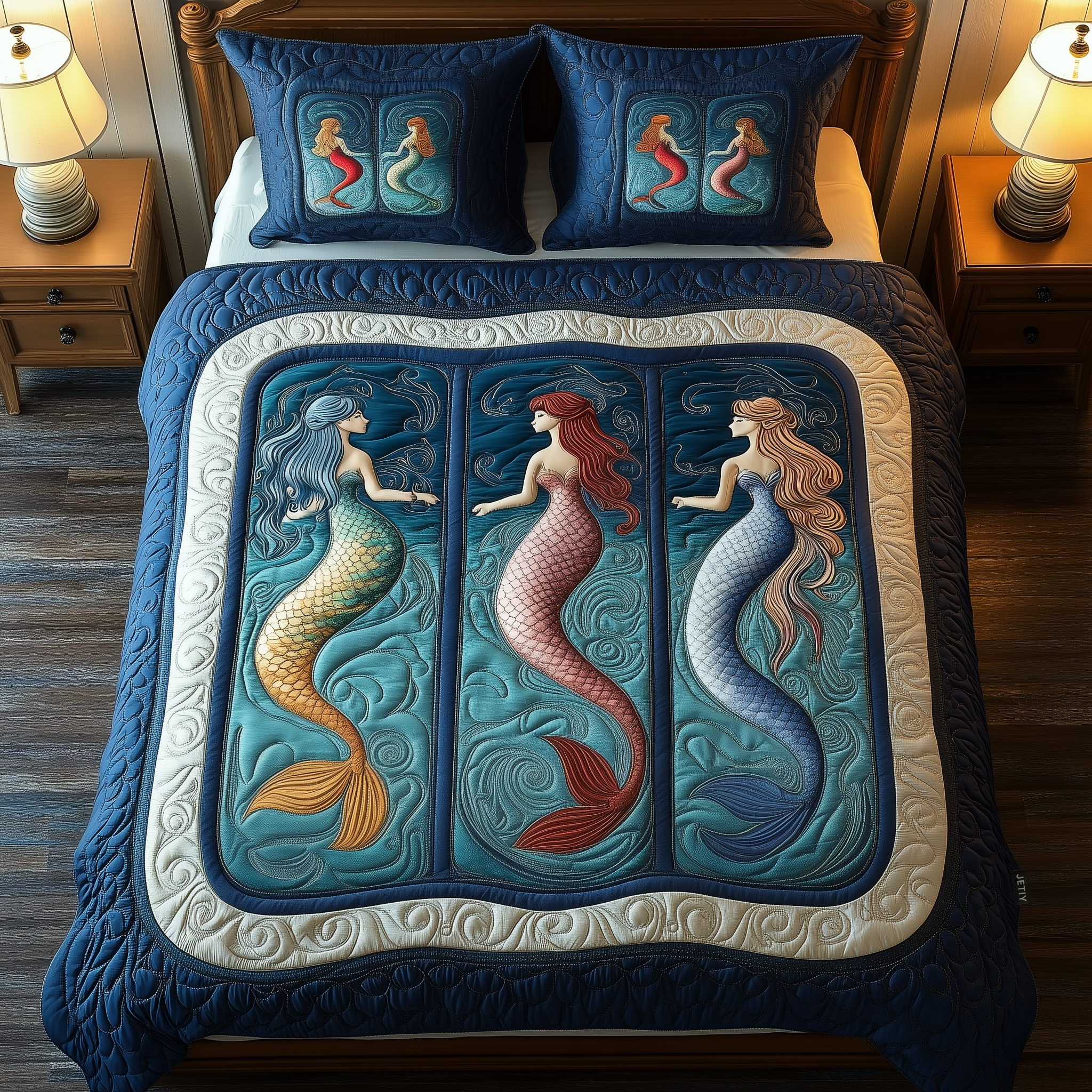Ocean Mermaid Paradise Quilted Bedding Set Christmas Bedding Set Gifts For Couples Who Have Everything