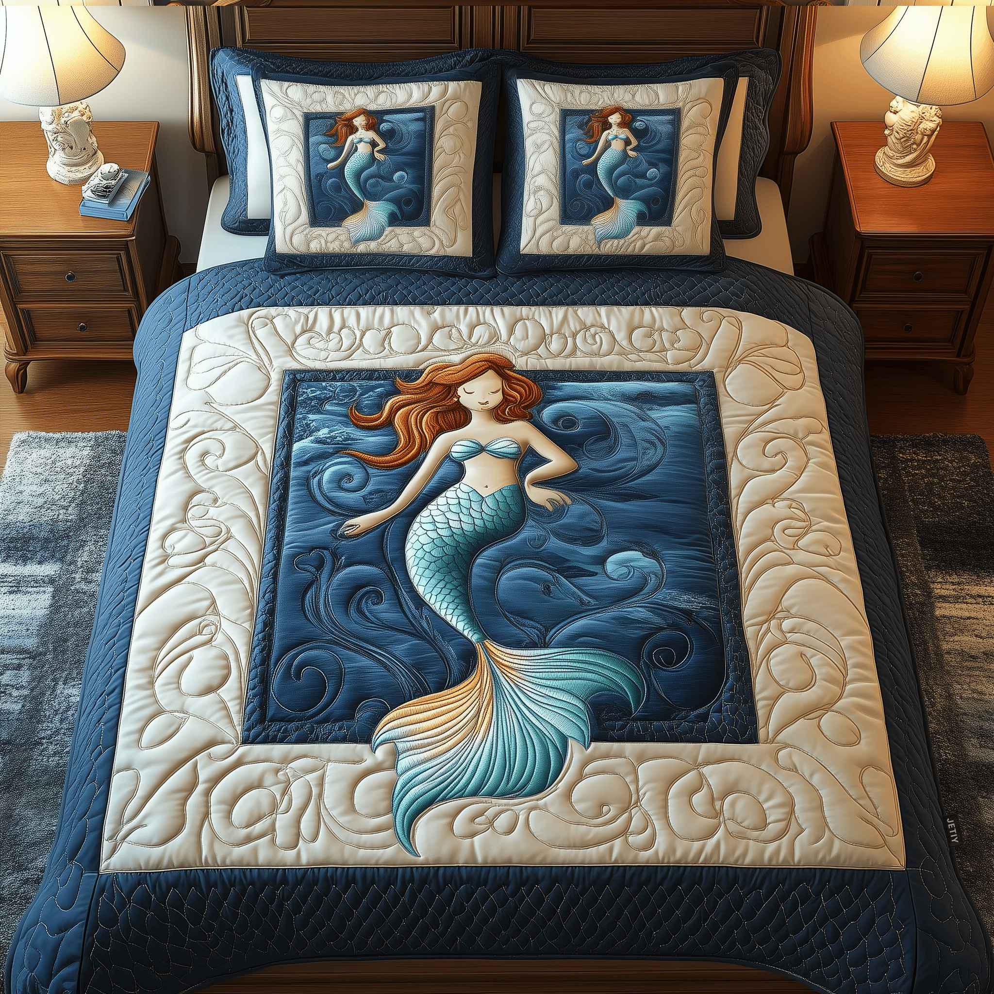 Ocean Mermaid Paradise Quilted Bedding Set Mermaid Gift Idea
