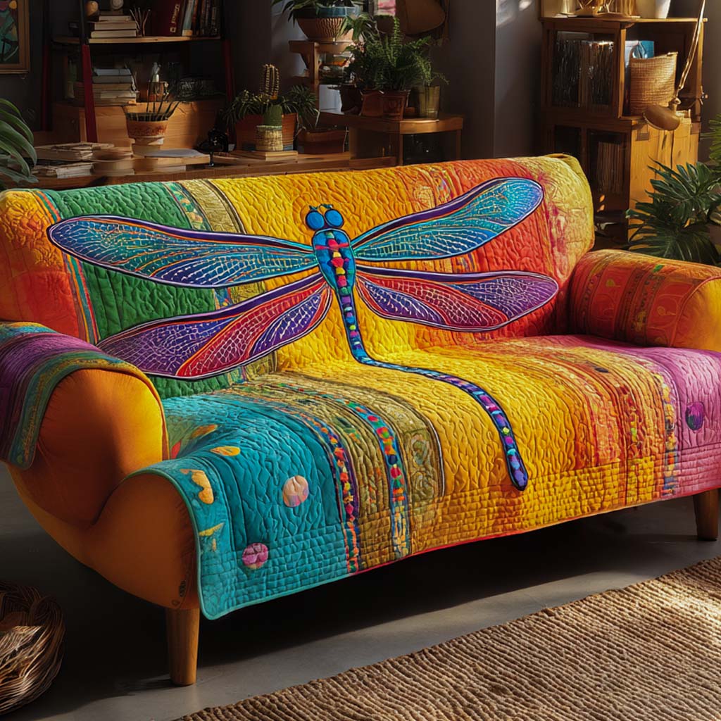 Ocean Mist Glow Quilted Sofa Cover Living Room Decor Best Dragonfly Christmas Gifts