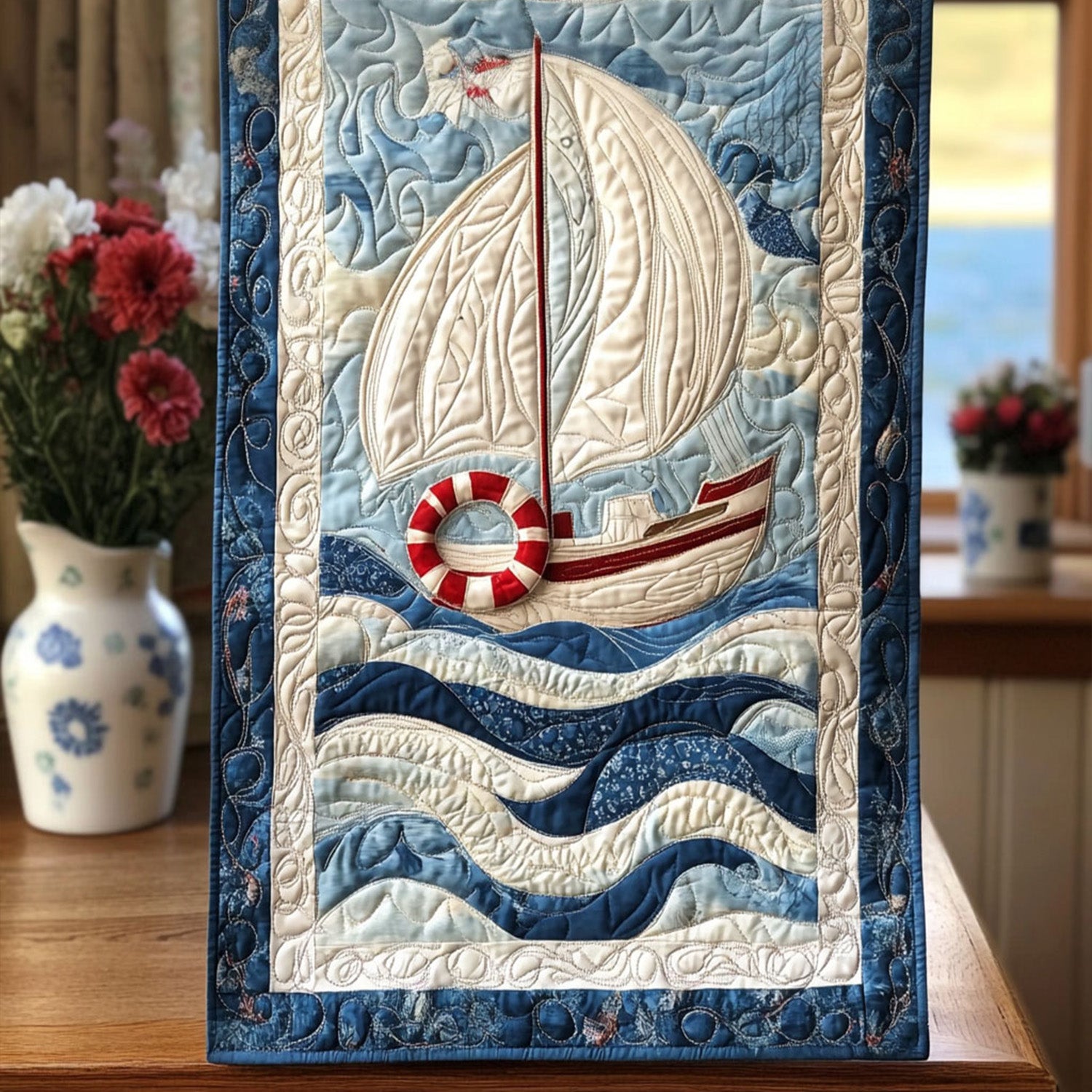 Ocean Navigator Quilted Table Runner Ocean Table Runner Best Themed Anchor Gifts
