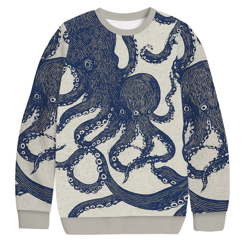 Ocean Octopus Christmas Ugly Sweatshirt Festive Xmas Winter Sweater Gift Ideas