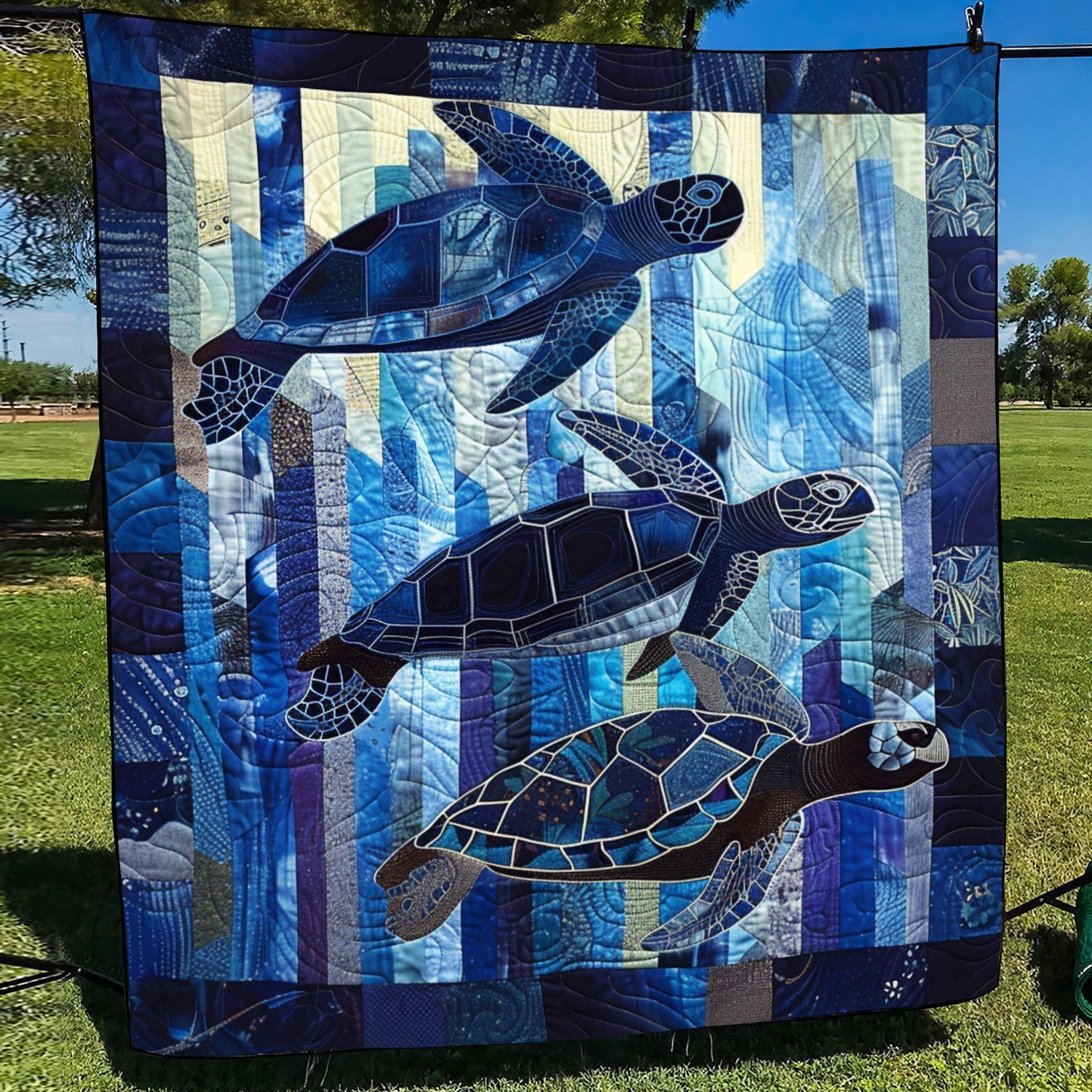 Ocean Odyssey Quilted Blanket Turtle Gifts For Adults
