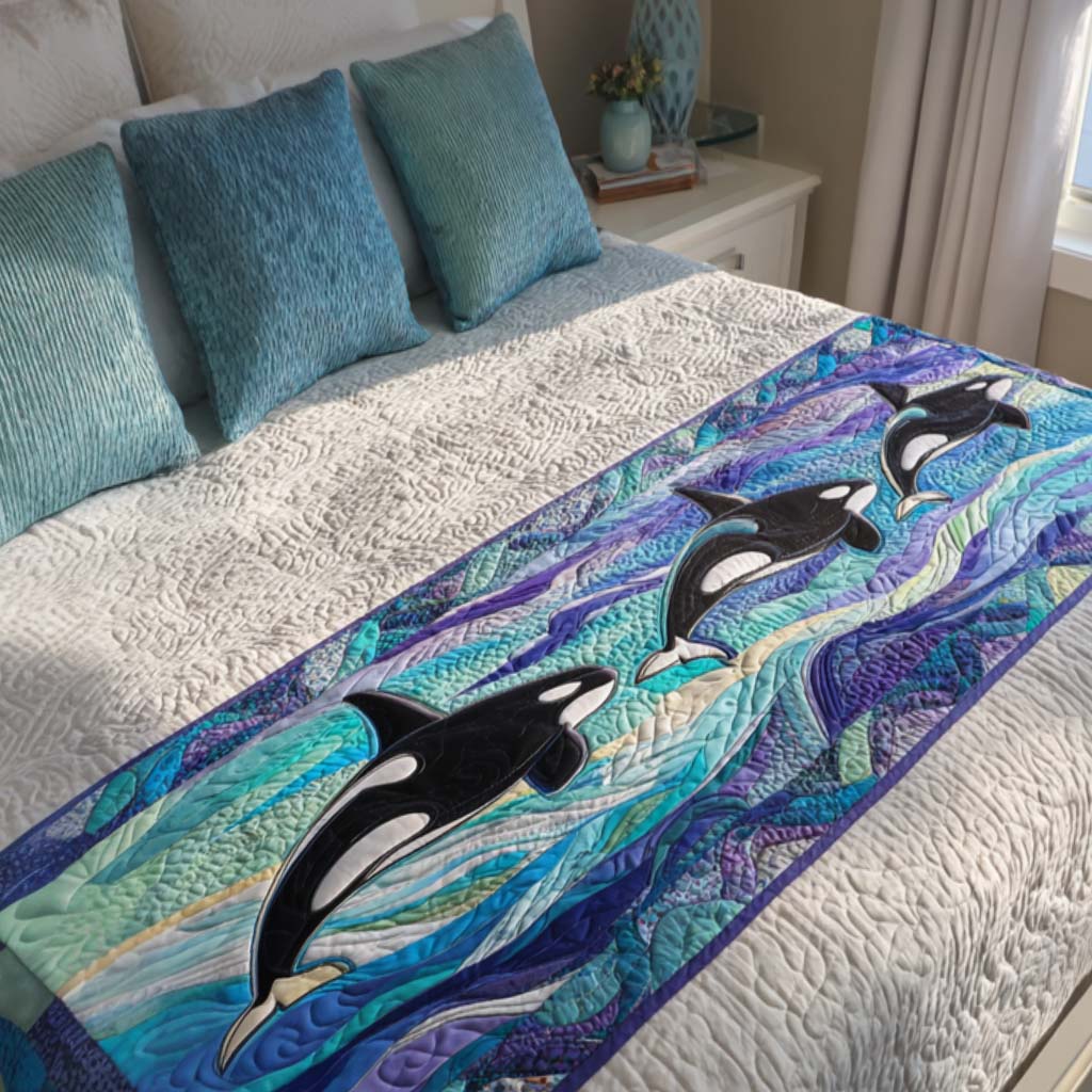 Ocean Orcas Quilted Bed Runner Bedroom Decor Ideas Gift Ideas For Ocean Lovers