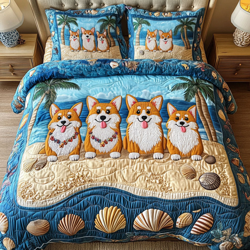 Ocean Pawty Time Quilted Bedding Set Heartwarming Bedding Gift for Loved Ones