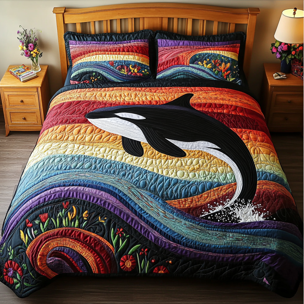 Ocean Predator Quilted Bedding Set Bed Decor Ideas Best Gifts For Whale Lovers