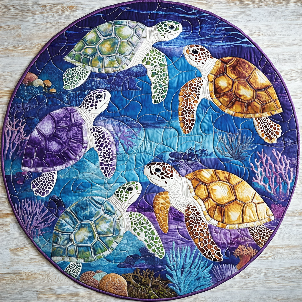 Ocean Quilted Round Mat Entryway Christmas Decor Ideas Presents For Turtle Lovers