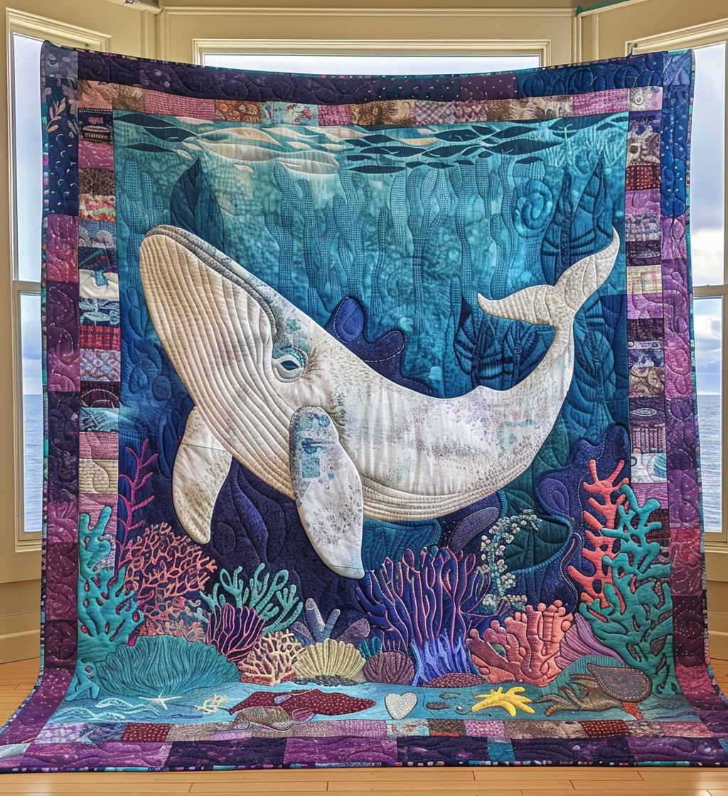 Ocean Serenade Quilted Blanket Whale Gifts For Adults