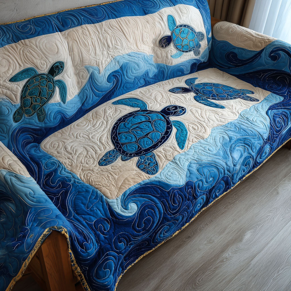 Ocean Song Quilted Sofa Cover Living Room Decorations Sea Turtle Christmas Gifts