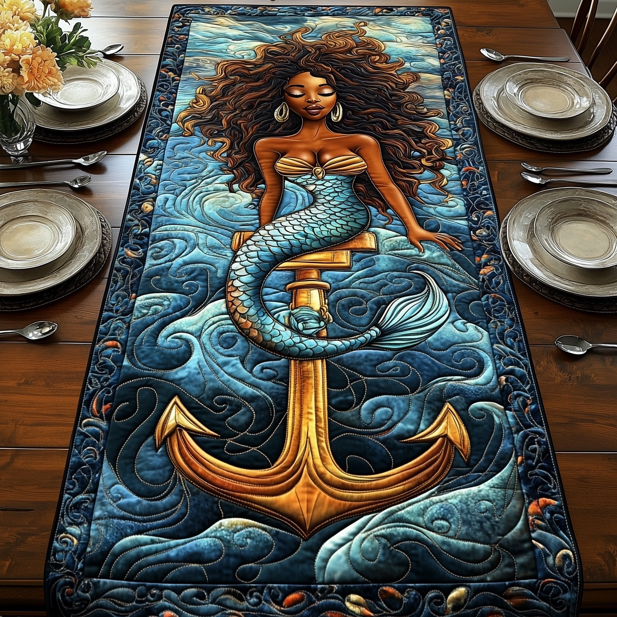 Ocean Soul Quilted Table Runner Christmas Table Runner Decoration