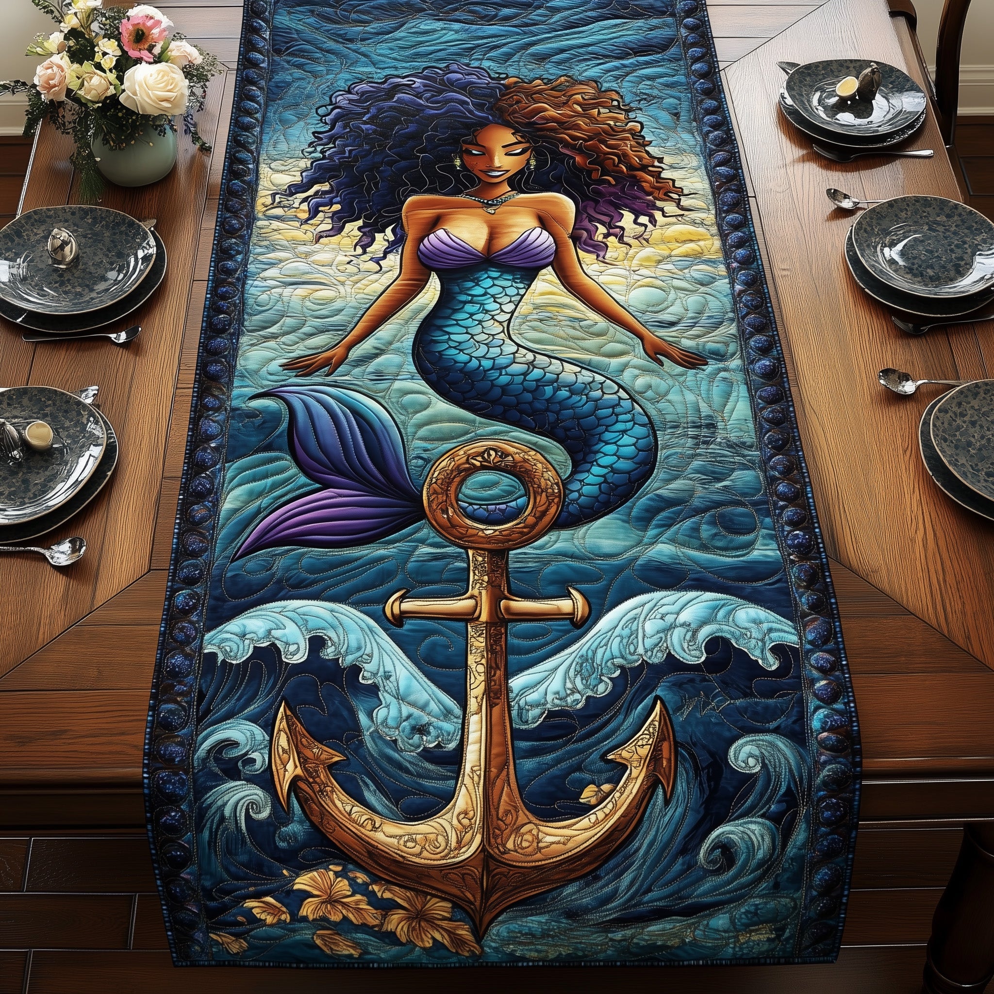 Ocean Soul Quilted Table Runner Winter Table Runner