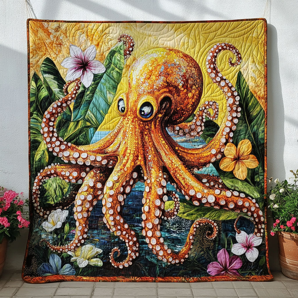 Ocean Spinner Quilted Blanket Cool Throw Blanket Octopus Themed Gifts