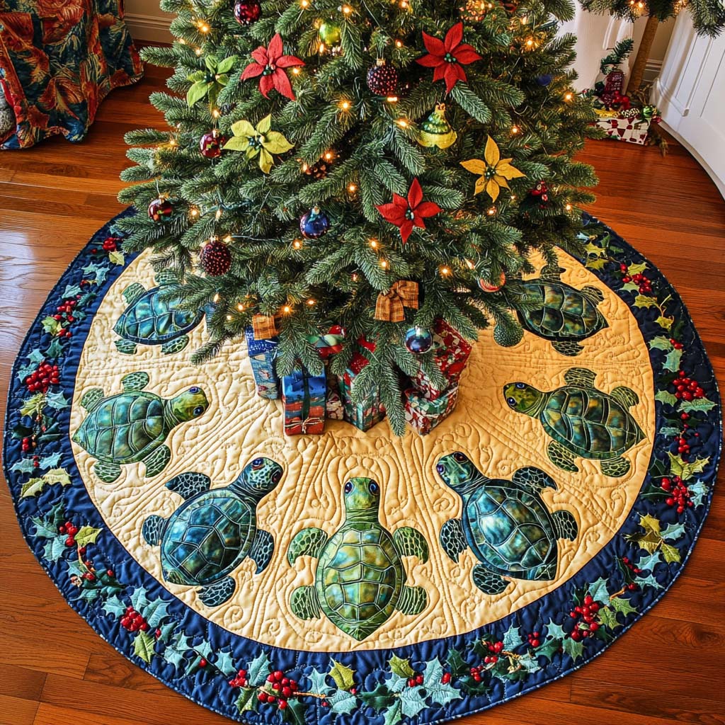 Ocean Spirit Christmas Quilted Tree Skirt Christmas Tree Decor