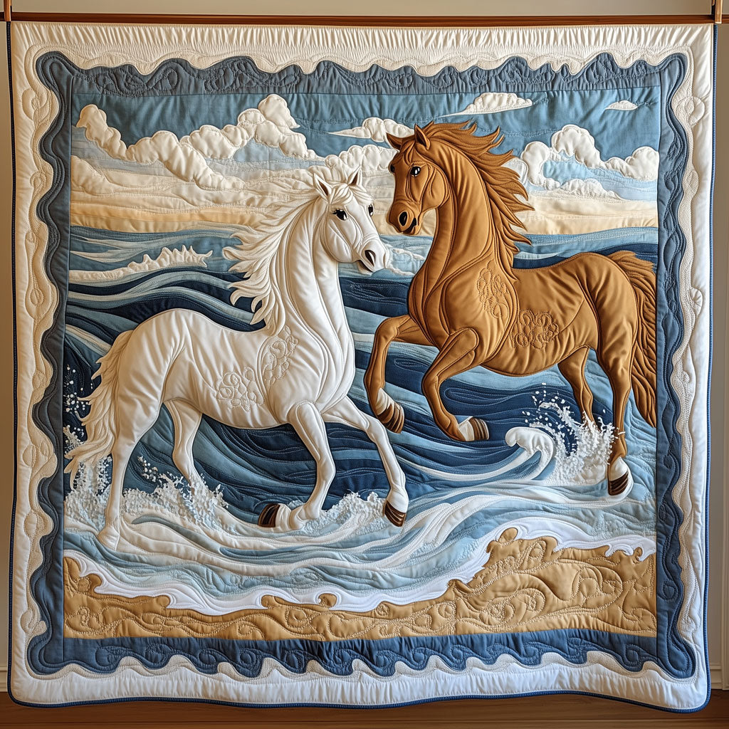 Ocean Spirit Horse Duo Quilt Blanket Christmas Throws Unique Gifts For Horse Lovers