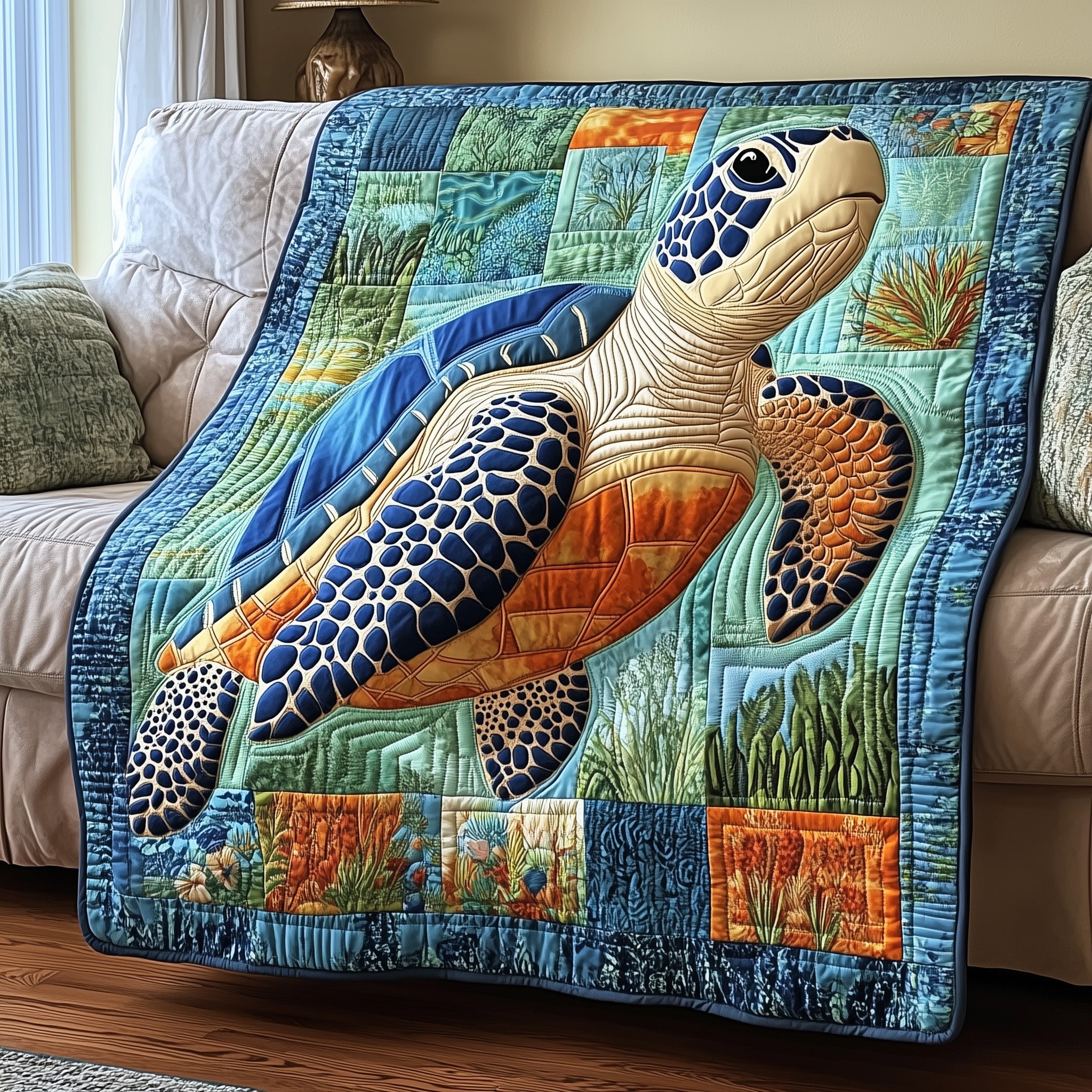 Ocean Spirit Quilted Blanket Merchandise Throw BlanketTurtle Gifts For Christmas Holiday