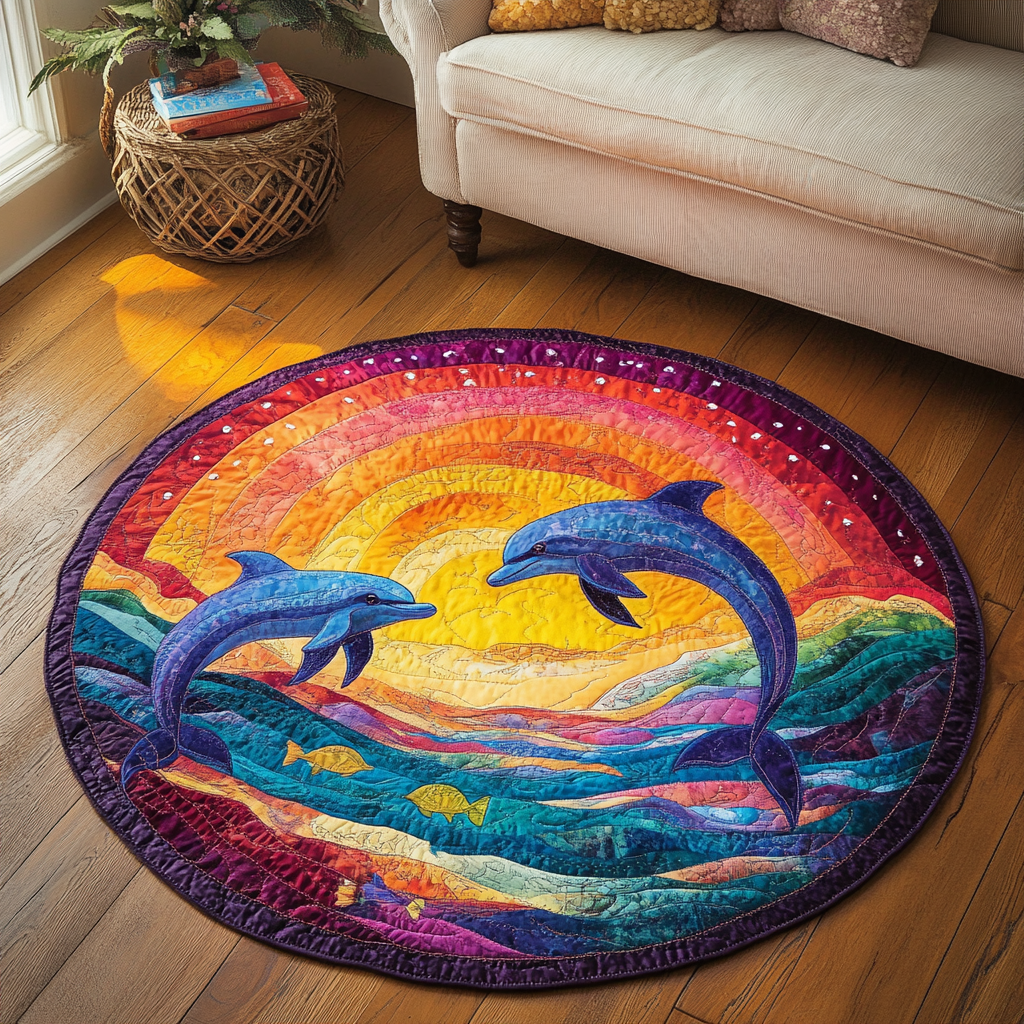 Ocean Spirit Quilted Round Mat Outdoor Entryway Decor Unique Fishing Gifts