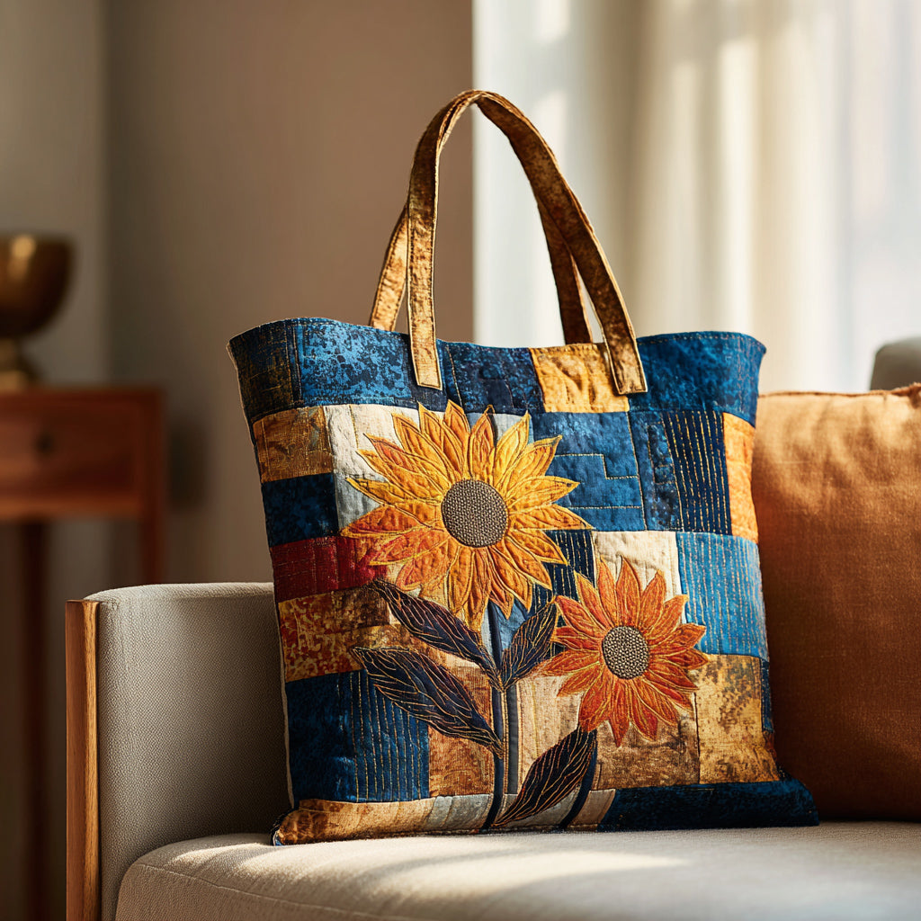 Ocean Sunflower Quilted Tote Bag Sunflower Gift Items
