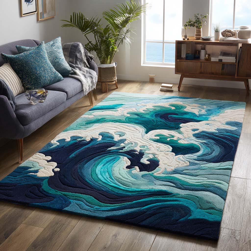Ocean Surge Area Rug Entrance Way Ideas Ocean Beach Themed Presents