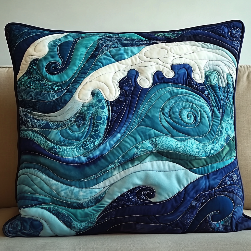 Ocean Surge Quilted Pillow Case Best Cool Pillow Cases Presents For Ocean Lovers