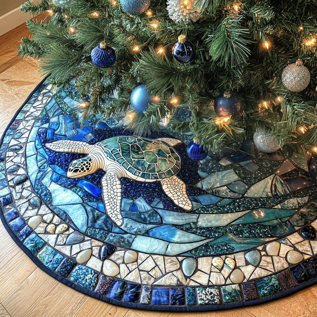 Ocean Tides Turtle Quilted Christmas Tree Skirt Antique Christmas Tree Skirt Bonus Daughter Gifts