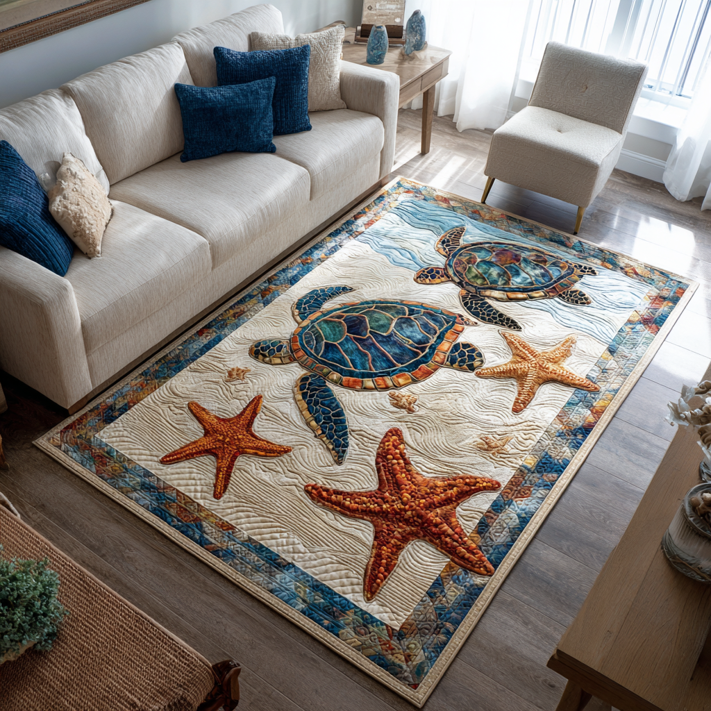 Ocean Turtle Area Rug  Bedroom Rugs Dad Gifts From Daughter Christmas