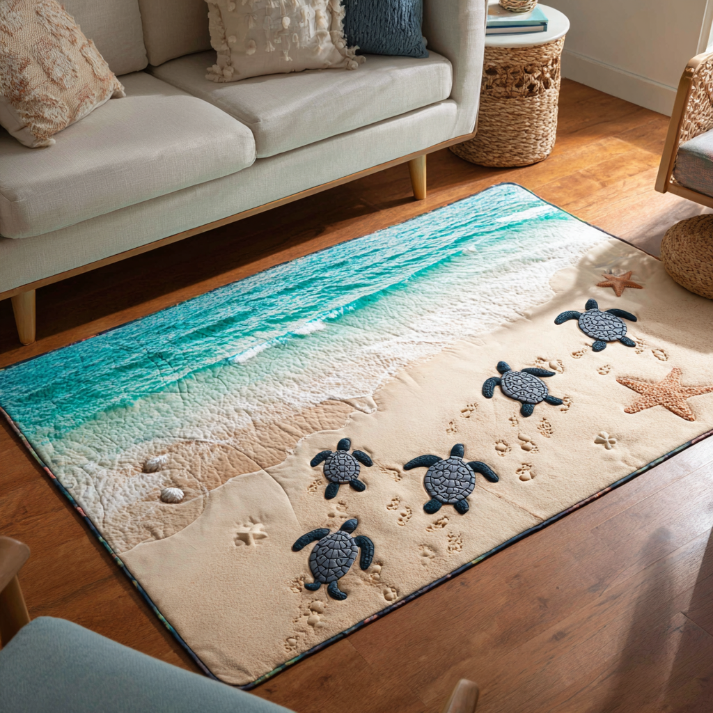 Ocean Turtle Area Rug  Bedroom Rugs Father Daughter Christmas Gifts