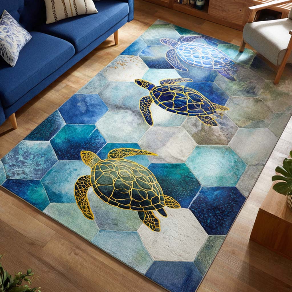 Ocean Turtle Area Rug  Bedroom Rugs Gifts For Mom Christmas From Daughter