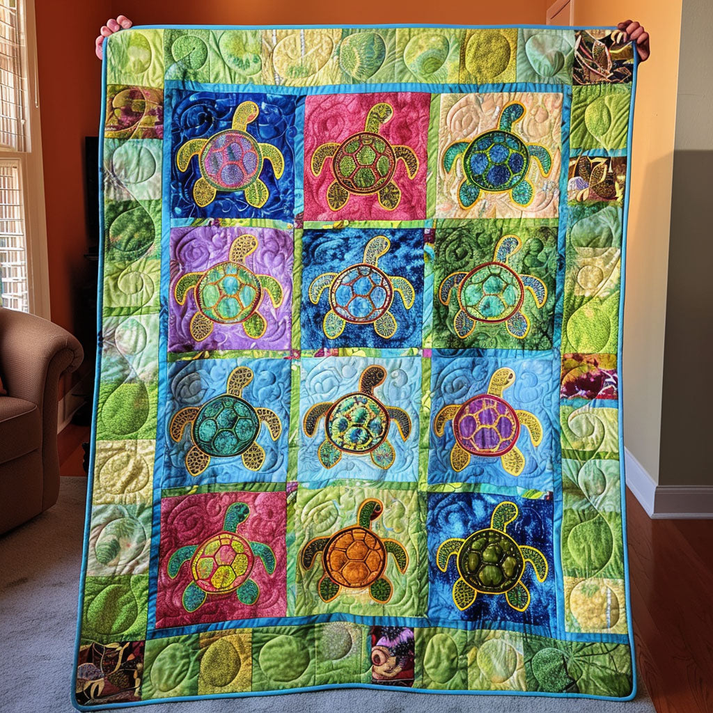 Ocean Turtle Dream Quilted Blanket Turtle Present Ideas