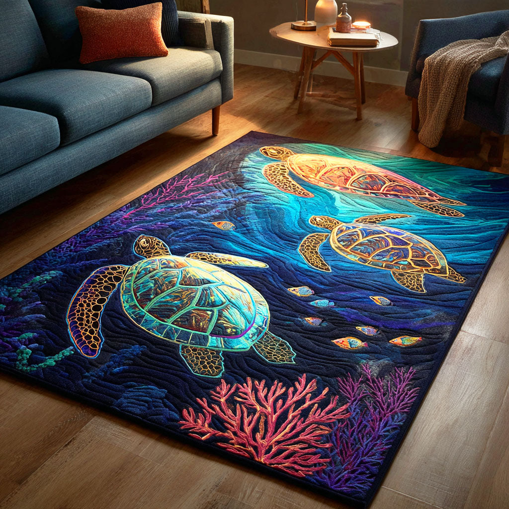 Ocean Turtle Journey Area Rug Home Front Door Design Themed Gifts For Ocean Lovers