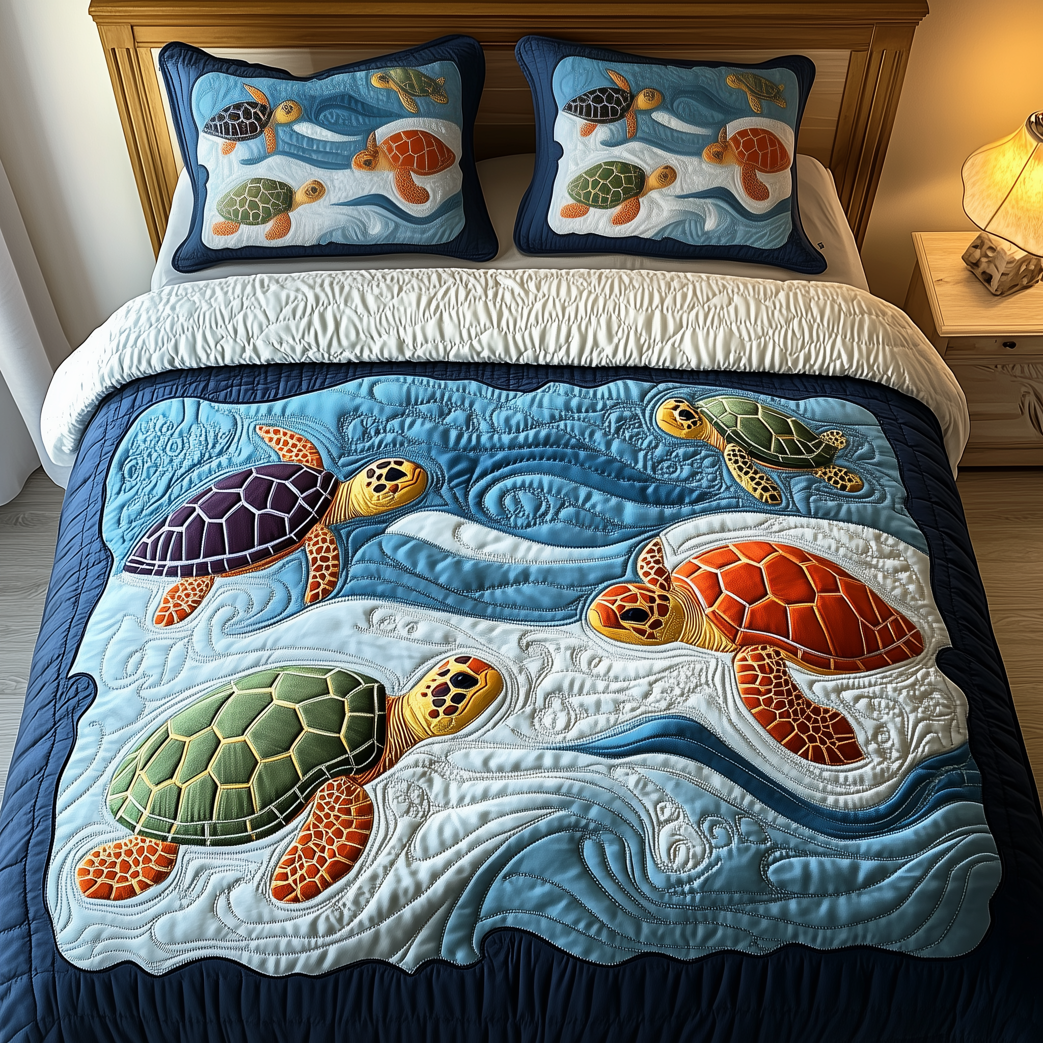 Ocean Turtle Quilted Bedding Set Christmas Bedding Set Christmas Gifts For Parents