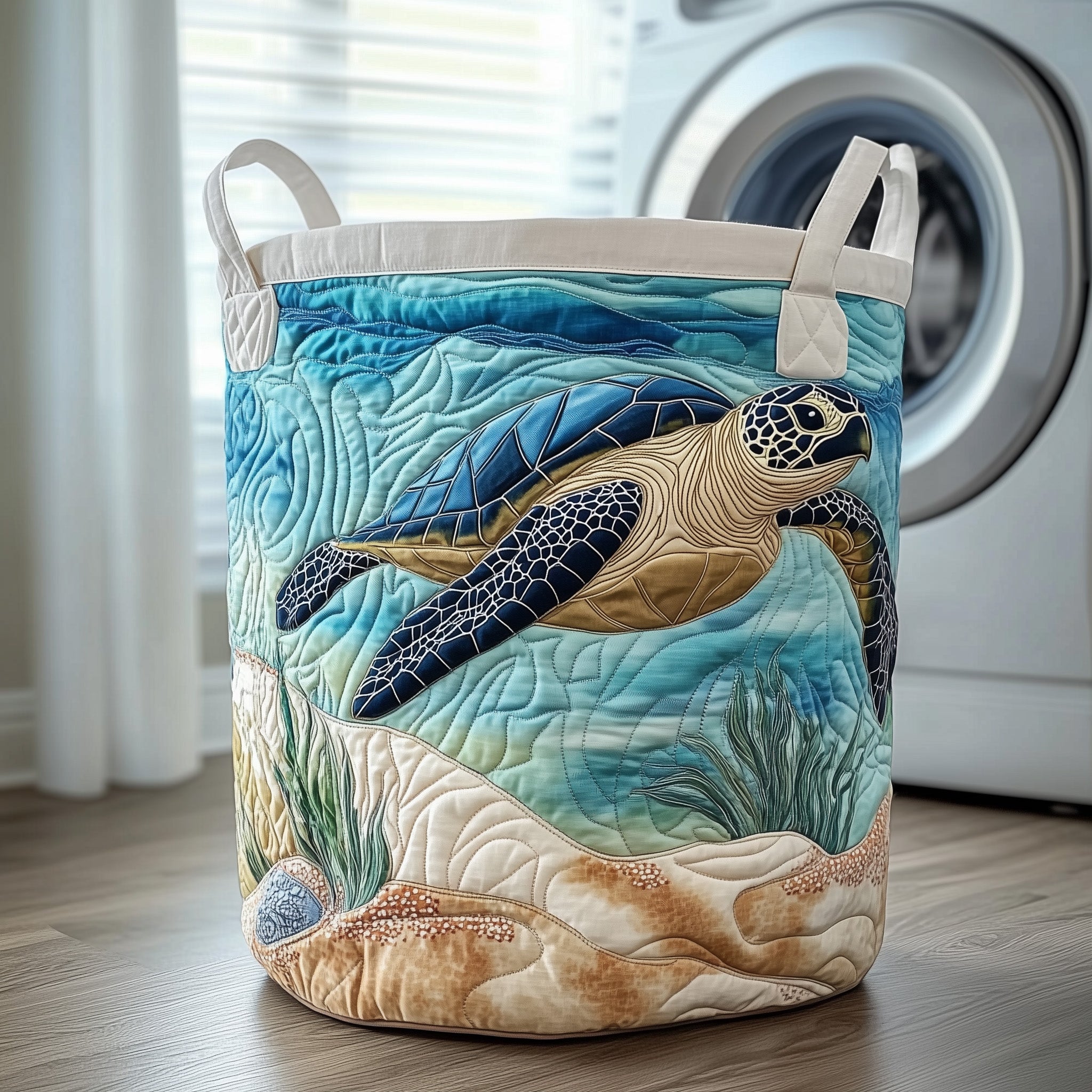 Ocean Turtle Quilted Laundry Basket Merch For Him