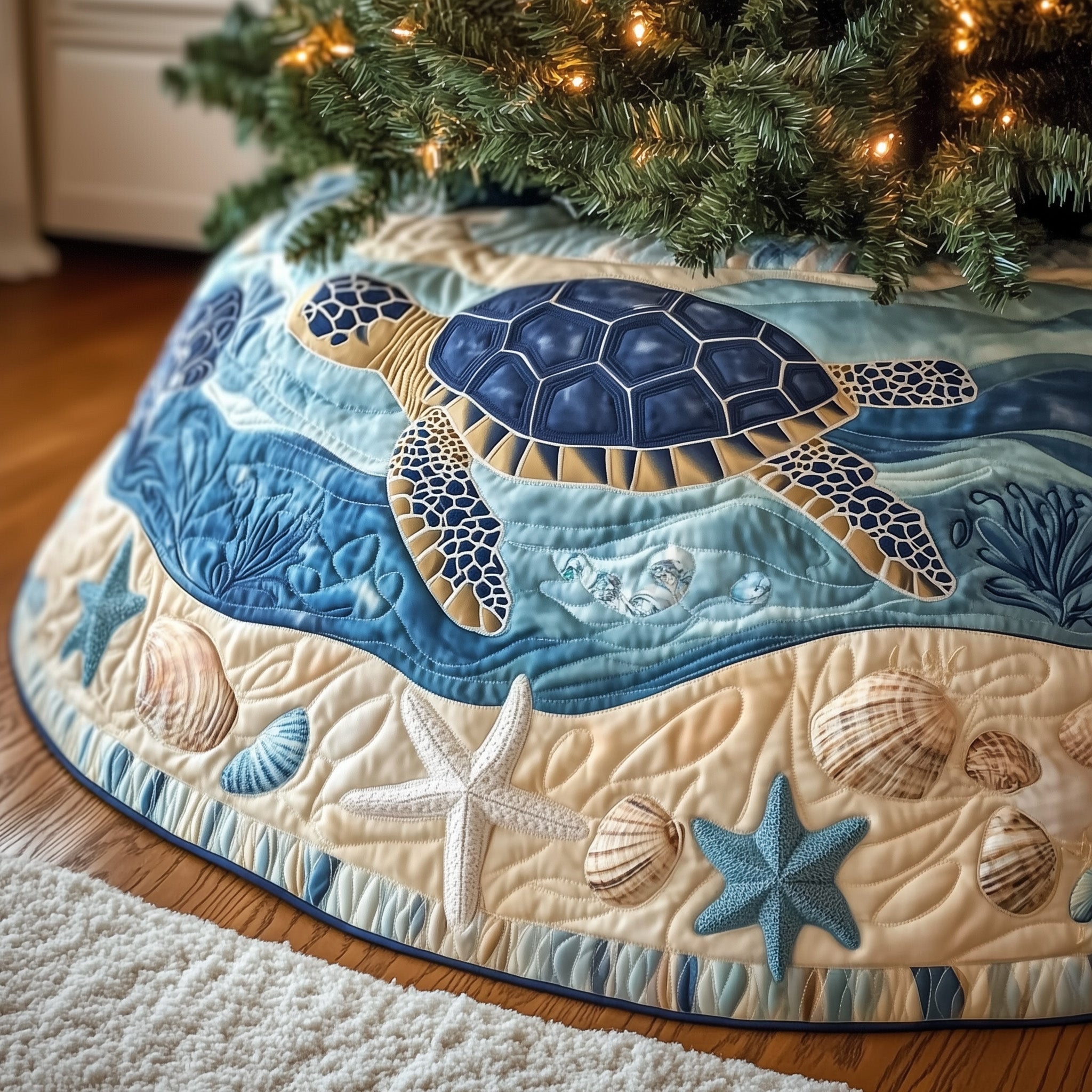 Ocean Turtle Quilted Tree Skirt Best Gift Merch For Him
