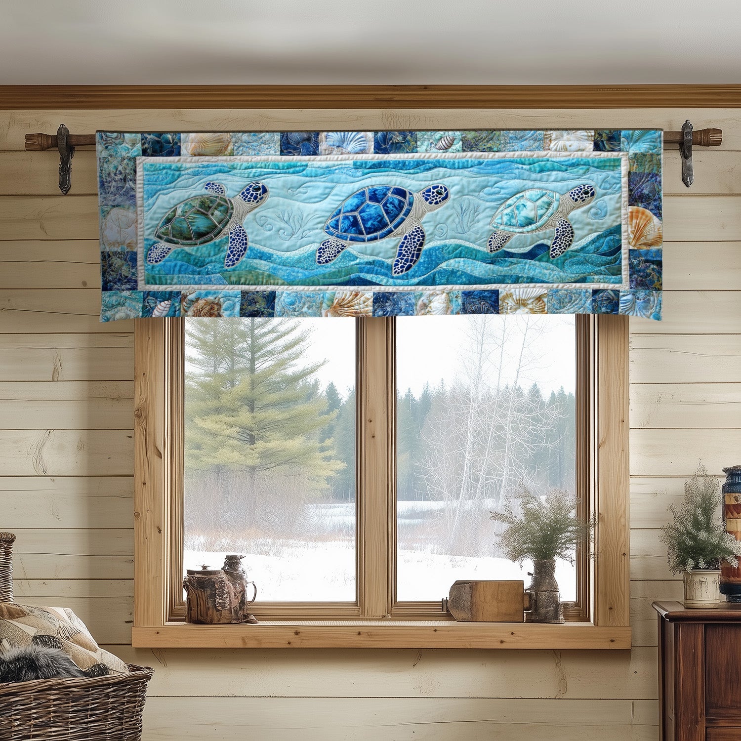 Ocean Turtles Glide Quilted Valance Christmas House Decor Christmas Gifts For People Who Loves Sea Turtle