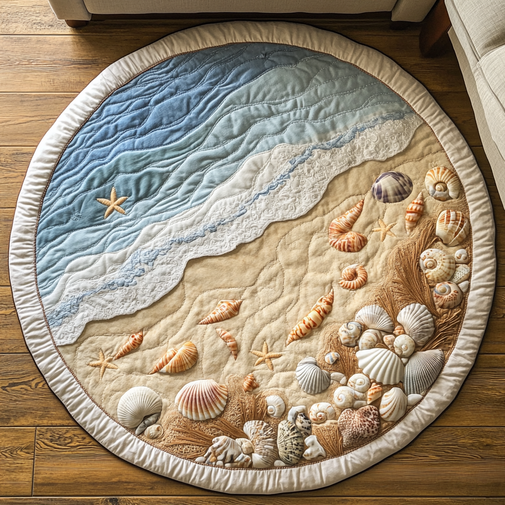 Ocean View Quilted Round Mat Front Door Idea Beach Lover Christmas Gifts