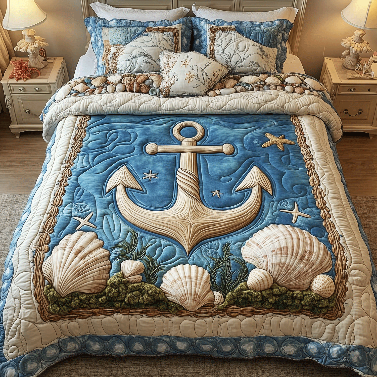 Ocean Voyage Quilted Bedding Set Twin Bed Sheets Christmas Gifts For Adult Son