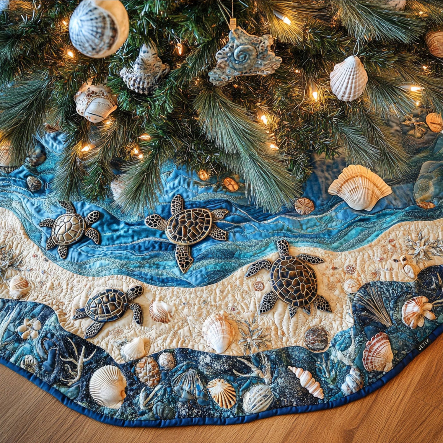 Ocean Voyager Quilted Christmas Tree Skirt 60 Inch Tree Skirt Xmas Gift For Brother In Law