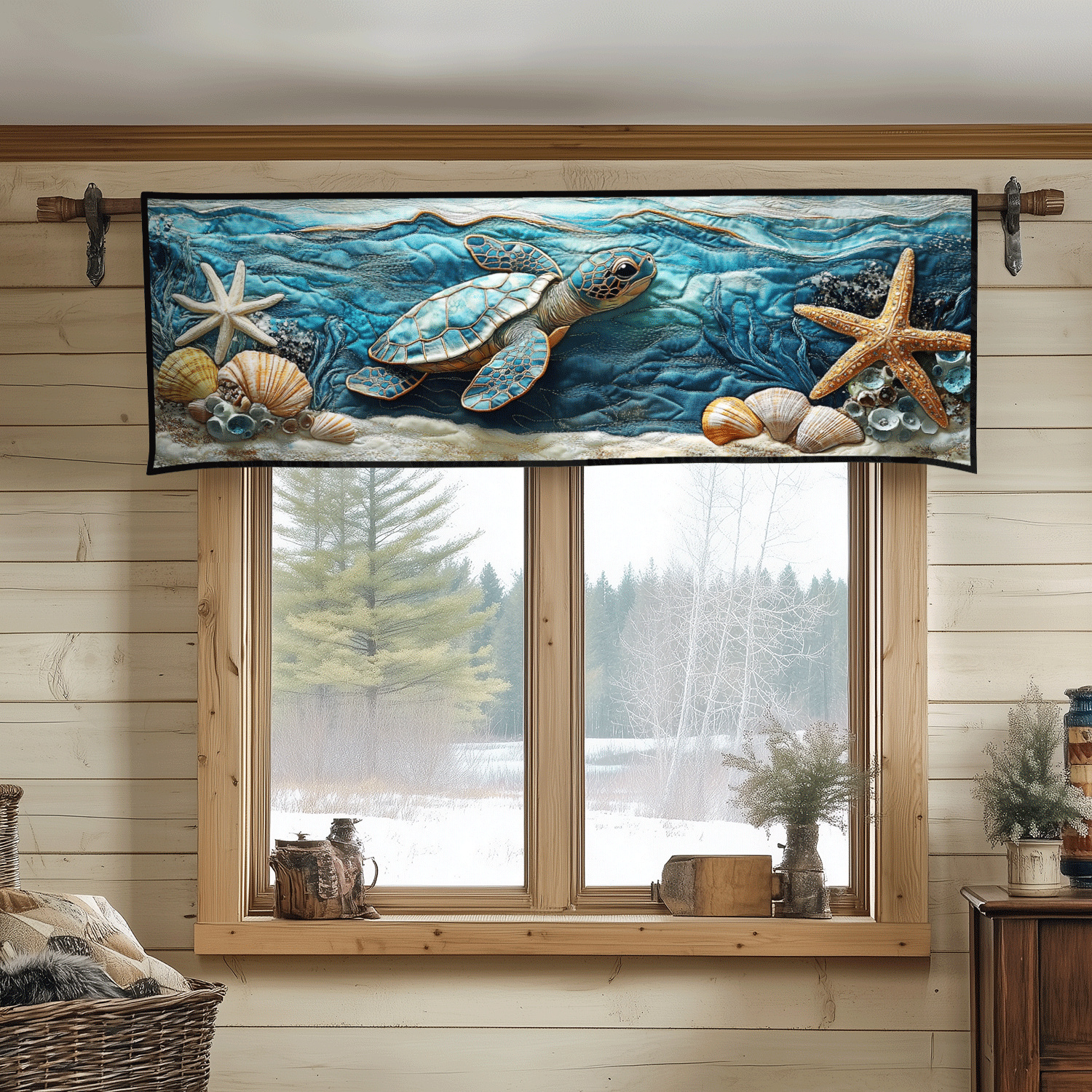 Ocean Voyager Quilted Valance Christmas House Decor Turtle Gifts For Her